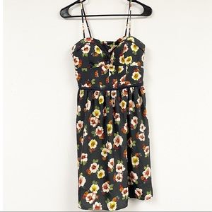 American Eagle Floral Bustier Smocked Dress